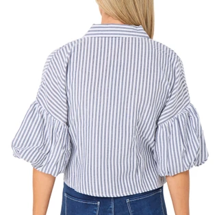 Thumbnail 2: LIV LOS ANGELES Women's 3/4 Sleeve Collared Puff Sleeve Top 