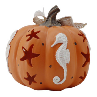 Thumbnail 2: Autumn Gatherings 7 in Resin LED Seahorse Pumpkin Home Accent 