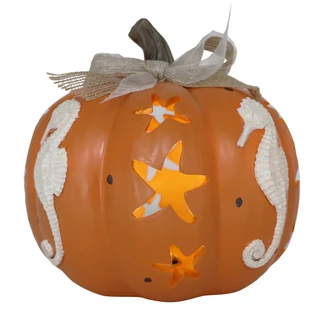 Thumbnail 1: Autumn Gatherings 7 in Resin LED Seahorse Pumpkin Home Accent 