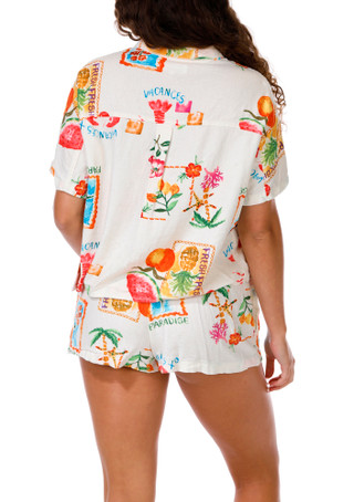 Thumbnail 2: April Kiss Juniors 2 Pc Postcard Print Shorts Set 