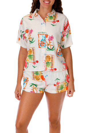 Thumbnail 1: April Kiss Juniors 2 Pc Postcard Print Shorts Set 
