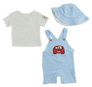 Thumbnail 2: Cars Baby Boys' 3-Piece Shortall Set 