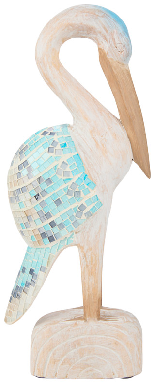 Thumbnail 1: Fancy That Wood Mosaic Crane Figurine 