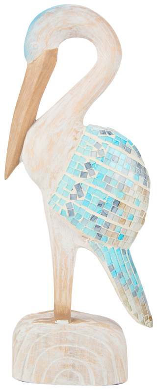 Thumbnail 2: Fancy That Wood Mosaic Crane Figurine 