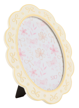 Thumbnail 1: ENCHANTE 5x7 Oval Scalloped Bow Picture Frame 