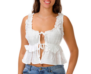 Thumbnail 1: LUSH Juniors' Sleeveless Ruffle Tie-Front Top 