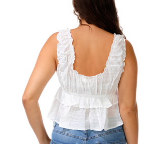 Thumbnail 3: LUSH Juniors' Sleeveless Ruffle Tie-Front Top 