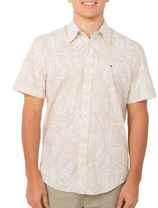 Thumbnail 1: Tommy Hilfiger Men's Short Sleeve Palm Button-Front Shirt 