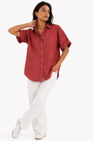 Thumbnail 1: TROVE NEW YORK Women's Oxford Collegiate Button Down Top 