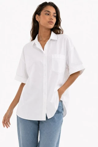 Thumbnail 1: TROVE NEW YORK Women's Oxford Collegiate Button Down Top 