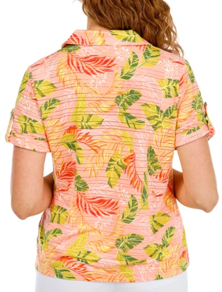 Thumbnail 2: Coral Bay Women's Petite Short Sleeve Button Placket Top 