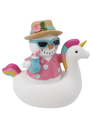 Thumbnail 1: Magical Season 10" Polyresin Snowman in Unicorn Float 