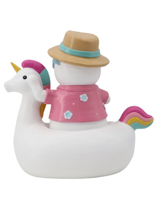 Thumbnail 2: Magical Season 10" Polyresin Snowman in Unicorn Float 