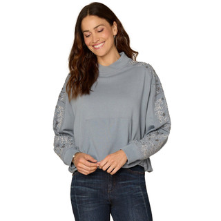 Thumbnail 1: Democracy Women's Mock Neck Bubble Hem Top 