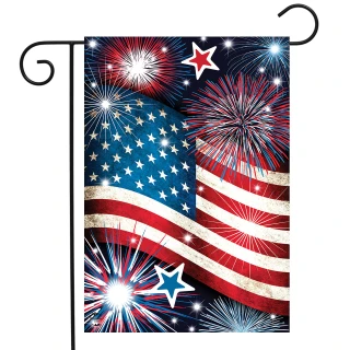 Thumbnail 2: BRIARWOOD LED Light-Up Fireworks Garden Flag 