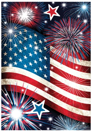 Thumbnail 1: BRIARWOOD LED Light-Up Fireworks Garden Flag 
