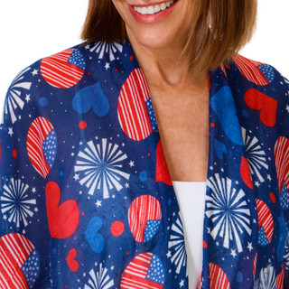 Thumbnail 3: Jessica McClintock Women's Americana Fireworks Kimono 