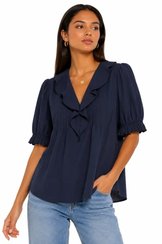 Thumbnail 1: TROVE NEW YORK Women's Romantic Accent Ruffle Top 