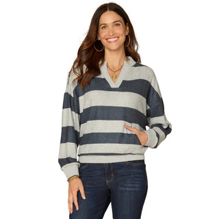 Thumbnail 1: Democracy Women's Notch Neck Kangaroo Pocket Top 