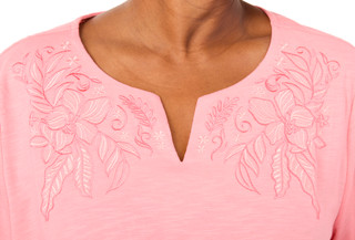 Thumbnail 2: Coral Bay Plus Short Sleeve Embroidered Floral Top 