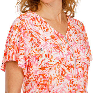 Thumbnail 2: Coral Bay Women's Petite Flutter Sleeve Henley Disco Top 