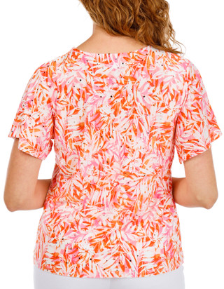 Thumbnail 4: Coral Bay Women's Petite Flutter Sleeve Henley Disco Top 