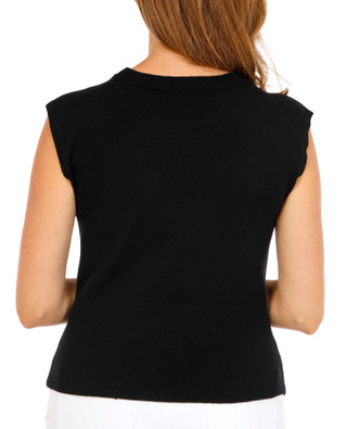 Thumbnail 2: Ellen Tracy Women's Sleeveless Crew Neck Embroidered Sweater  