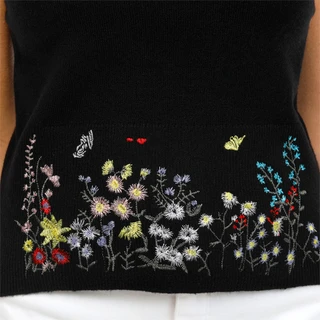 Thumbnail 3: Ellen Tracy Women's Sleeveless Crew Neck Embroidered Sweater  