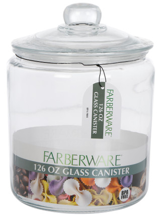 Thumbnail 1: Farberware 126 Oz Glass Canister with Glass Lid 