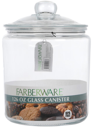 Thumbnail 2: Farberware 126 Oz Glass Canister with Glass Lid 