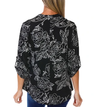 Thumbnail 3: SECONDARY Women's 3/4 Sleeve Mandarin Neck Top 