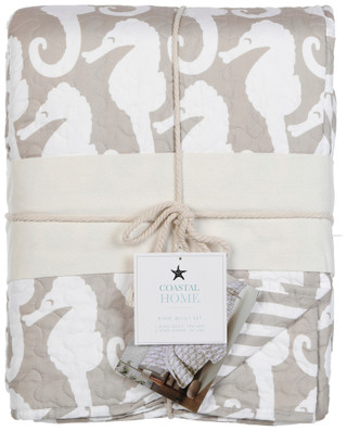 Thumbnail 3: Coastal Living Seahorse Reversible Quilt Set 