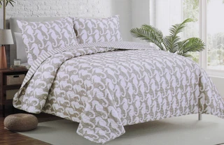 Thumbnail 1: Coastal Living Seahorse Reversible Quilt Set 