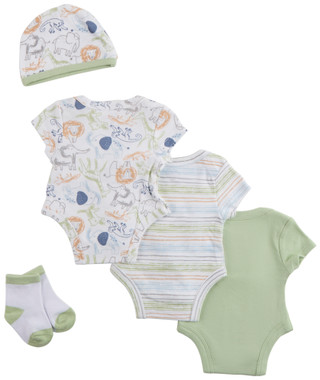 Thumbnail 2: Baby Essentials Baby Boys 5 Pc Creeper Set 