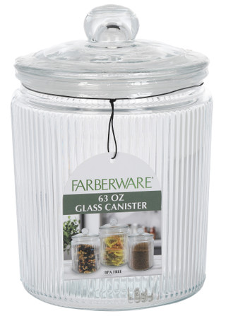 Thumbnail 1: Farberware Fluted Glass Canister with Lid 