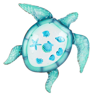Thumbnail 1: JD YEATTS Metal Glass Inlay Turtle Wall Decor 