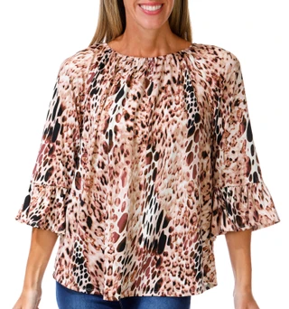 Thumbnail 1: SECONDARY Women's 3/4 Bell Sleeve Peasant Knit Top 