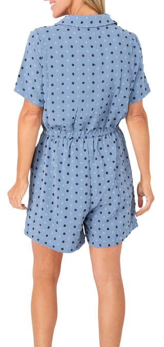 Thumbnail 2: Nina Leonard Women's Short Sleeve Button Front Romper 