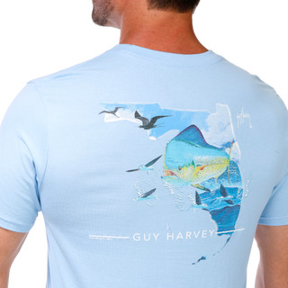 Thumbnail 3: Guy Harvey Men's Florida Outline Mahi Pocket Tee 