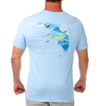 Thumbnail 1: Guy Harvey Men's Florida Outline Mahi Pocket Tee 