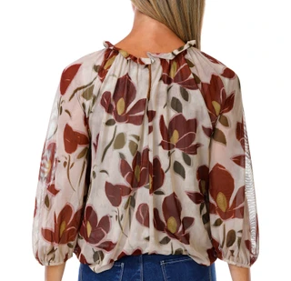Thumbnail 2: SECONDARY Women's 3/4 Sleeve Mesh Bubble Hem Top 