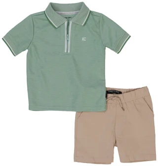 Thumbnail 1: Kenneth Cole Toddler Boys' 2-Piece Zip Polo Short Set 