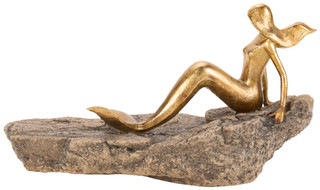 Thumbnail 2: Contrast Resin Mermaid Rock Figurine 