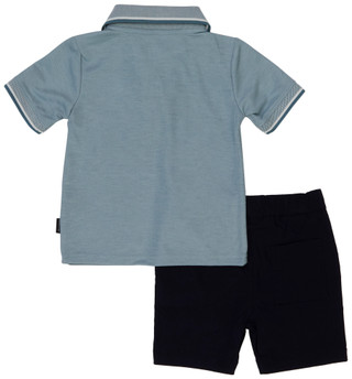 Thumbnail 2: Kenneth Cole Toddler Boys' 2-Piece Quarter-Zip Polo Shorts Set 
