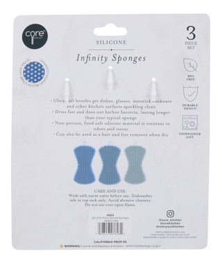 Thumbnail 2: CORE HOME 3-Piece Silicone Infinity Sponge Set 