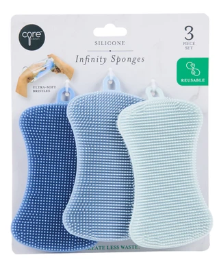 Thumbnail 1: CORE HOME 3-Piece Silicone Infinity Sponge Set 