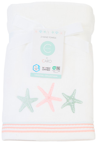 Thumbnail 1: Caro Home 2-Pack Starfish Embroidered Hand Towels 