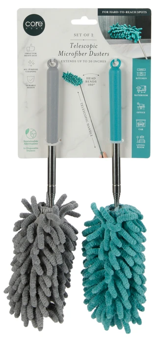 Thumbnail 1: CORE HOME Set of 2 Telescopic Microfiber Dusters 