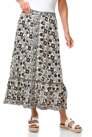 Thumbnail 1: MAX STUDIO Women's Button Front Tiered Maxi Skirt 