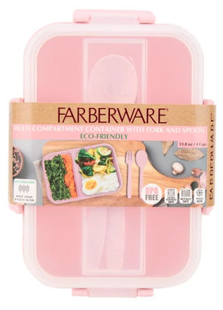 Thumbnail 1: Farberware Two-Compartment Wheat Straw Bento Box 
